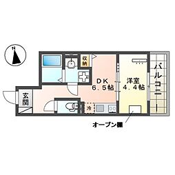 セラータ北野 1DKの間取図画像