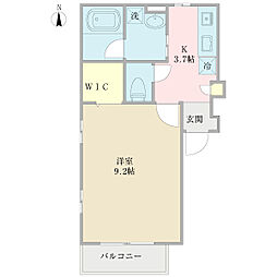シャルマン 1Kの間取図画像
