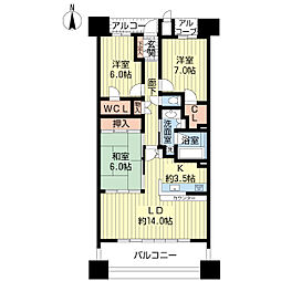 リーザス南千里 3LDKの間取図画像