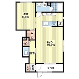 K.ラフィネ 1LDKの間取図画像