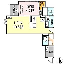セレスティア豊島N B棟N 1LDKの間取図画像