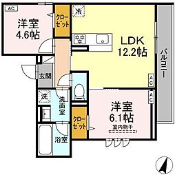 D-PRECIOUS高野台 2LDKの間取図画像