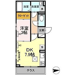 オークビレッジ 1DKの間取図画像