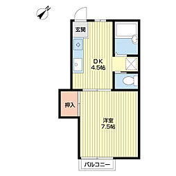 サンビーム岩田 1DKの間取図画像