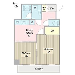 ツインコーポラス 2DKの間取図画像
