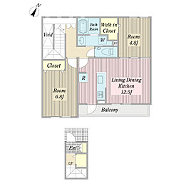 ViewCourt六喜 2LDKの間取図画像