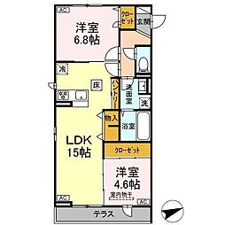 ウィル カノア 2LDKの間取図画像