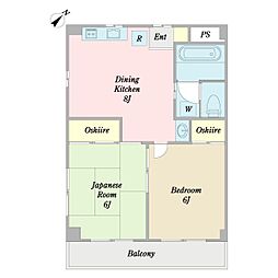 邦栄第三マンション 2DKの間取図画像