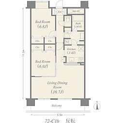 プロシードアルティア西新井 2LDKの間取図画像