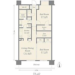 プロシードアルティア西新井 2SLDKの間取図画像