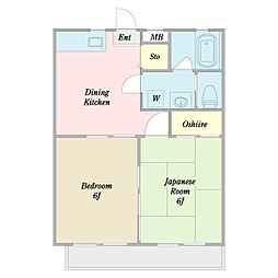 ソレイユ堀井 2DKの間取図画像