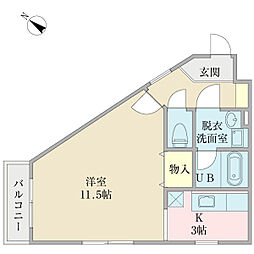 アビタ海神 1Kの間取図画像
