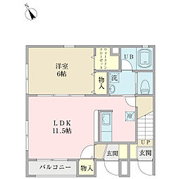 リバーライズ旭 1LDKの間取図画像