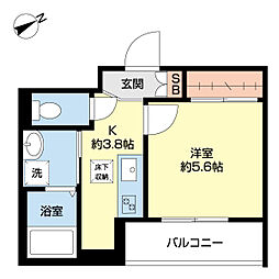 グランN 1Kの間取図画像