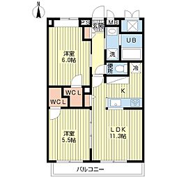 ファインパーク 2LDKの間取図画像