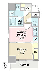 プロシード南砂町 1DKの間取図画像