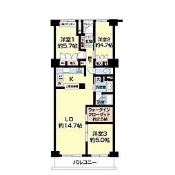 ルネ門前仲町 3LDKの間取図画像