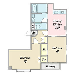 プルミエール篠崎 2DKの間取図画像