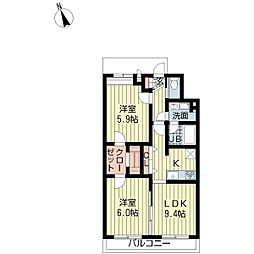 メゾン-ド-ボヌール 2LDKの間取図画像