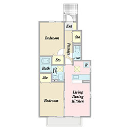グランシャリオ 1階2LDKの間取り