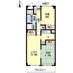 KM2マンション 2LDKの間取図画像