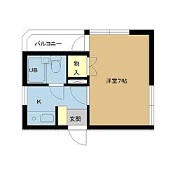 アンソレイユ1 1Kの間取図画像