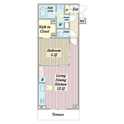 Casa raccolto 1LDKの間取図画像