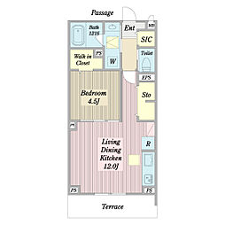 Casa raccolto 1LDKの間取図画像