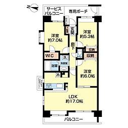 エフローレ新三郷216 3LDKの間取図画像