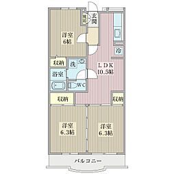 イトーピラ向ヶ丘弐番館 3DKの間取図画像