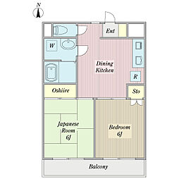 シャルマン・ドムール 2DKの間取図画像