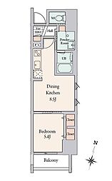 BLESS溝ノ口 1DKの間取図画像