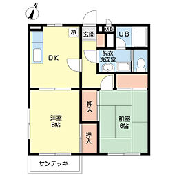 ペティエタァ 2DKの間取図画像