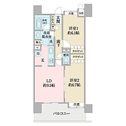 エクレール和光 2LDKの間取図画像