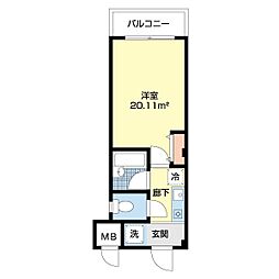 AsakaPlazaA 1Kの間取図画像