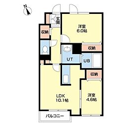 リッチパレス北野 2LDKの間取図画像