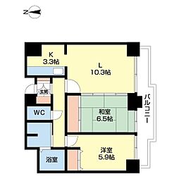 オ・ドミール北19条 2LDKの間取図画像