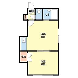 ブルーベル北17 1DKの間取図画像