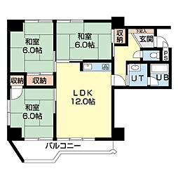 プレジデント円山 3LDKの間取図画像