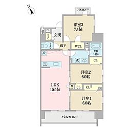 エスポワール清伸 10階3LDKの間取り