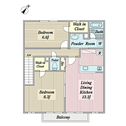 エミール北葛西 1階2LDKの間取り