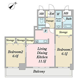 アーデントミツエ 2LDKの間取図画像
