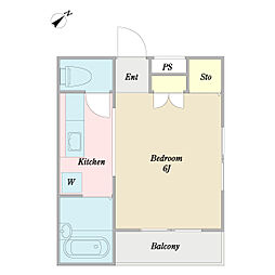 プライムハイツ 1Kの間取図画像