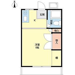 ハイツシミズ 1Kの間取図画像