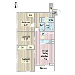 CiliegioW 3LDKの間取図画像