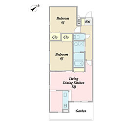 クラベール 2LDKの間取図画像