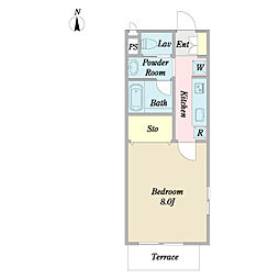 ラフォンテ 1Kの間取図画像