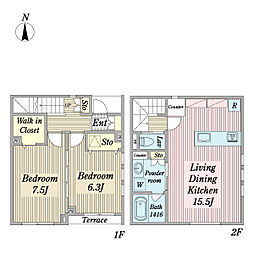 ＴＡＮ千歳烏山 1階2LDKの間取り