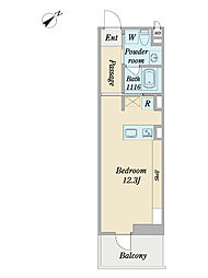ＥＲＦＯＬＧ（エルフォルク） 2階ワンルームの間取り