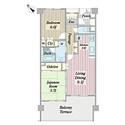 調布柴崎ガーデンハウス 2LDKの間取図画像